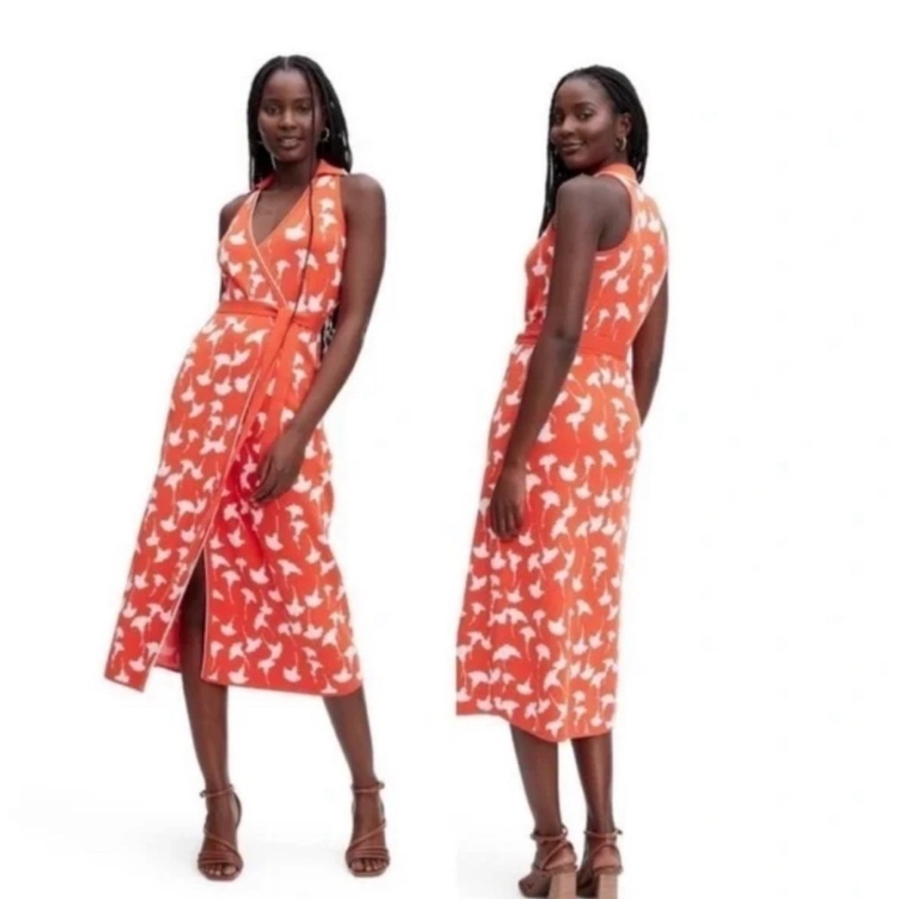 Diane Von Furstenberg Red and White Maxi Dress